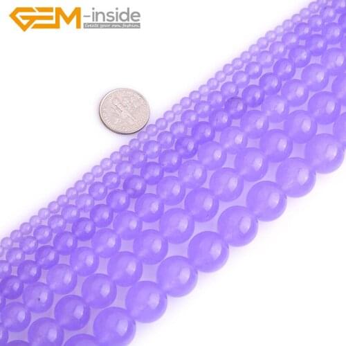 2-18mm Gem-inside Round Jades Smooth Light Purple Tiny Small Spacer Seed Beads For Jewelry Making 15inches DIY