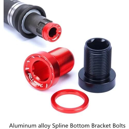 RISK 2pcs M15 Mountain Bike Splined Bottom Bracket Bolts 7075 Aluminum Alloy Waterproof Cover Bottom Bracket(B.B) Crank Screws
