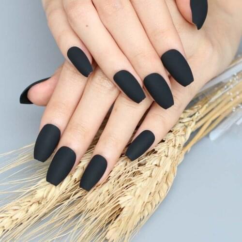 24pcs The latest fashion Long Square head Candy colors false nails Matte Light yellow A-B