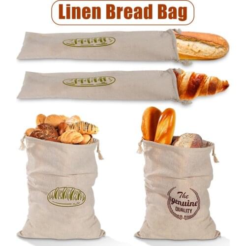 4 Pcs/set Reusable Linen Bread Baguette Bag Artisan Bread Storage Bag Reusable Produce Drawstring Bags Homemade Fresh Keeping