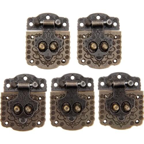 5Pcs Iron Antique Bronze Box Latch Hasp Jewelry Chest Gift Wine Wooden Box Case Toggle Latch Suitcase Hasp Hook 53*41mm