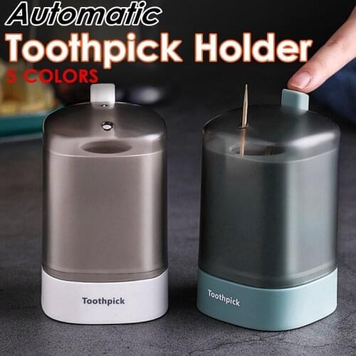 Automatic Toothpick Box Press Type Toothpick Bucket Portable Toothpick Holder Kitchen Living Room Toothpick Box