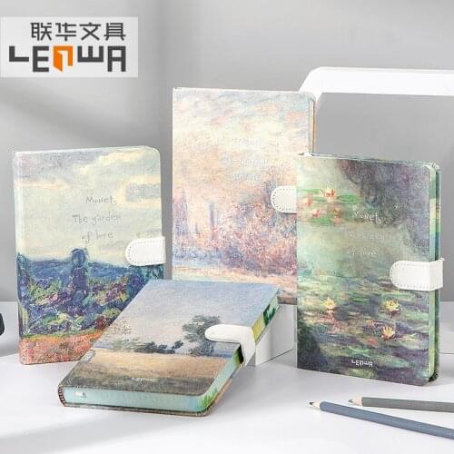 B6 Size Creative Monet Magnetic Buckle Pu Cover Notebook Hand Account Book Thickened Schedule Planner Book