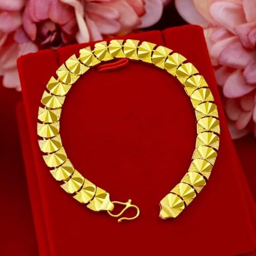 Fashion Yellow Golden Bracelet for Women Wedding Statement Bridal Jewelry Exquisite Shell-shaped Link Chain Bracelet & Bangles