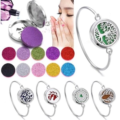Tree of Life Locket Bracelet Bangle Christmas Stainless Steel Essential Oil Diffuser Perfume Aromatherapy Aromatherapy