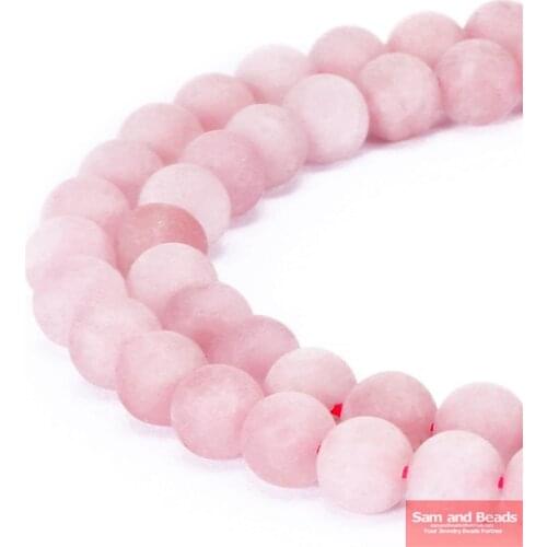 Natural Stone Dull Polish Matte Rose Pink Quartz Beads 16" Strand 4 6 8 10 12 14MM Pick Size For Jewelry Making MRPQB01