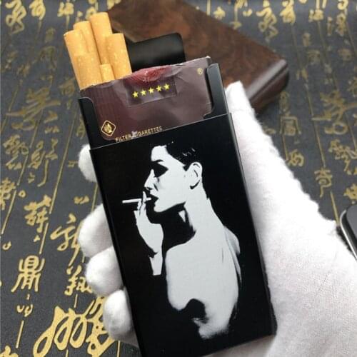 Hold One Pack 20 Cigarette Case Alloy Smoking girl Cigarette Case Slide Fashion Cigarette Boxes Laser Carved Not Fade Boxes
