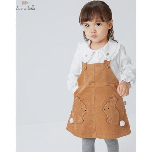 DBZ18817 dave bella autumn baby girls princess cartoon strap dress lolita party suspenders dress toddler children clothes