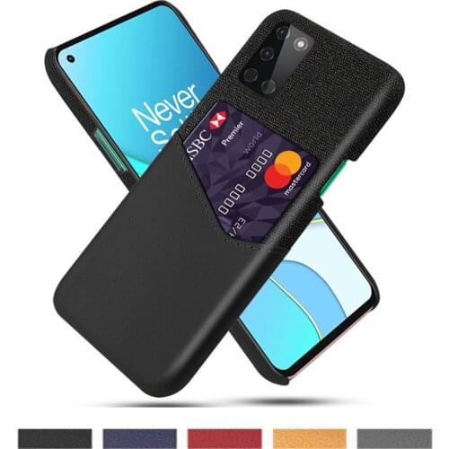 Febric Card Holder Cover For OnePlus 8t 8 7 7t Pro Cloth Texture PU Antiskid Funda For One Plus Nord N100 N10 6t 5t 6 5 Case