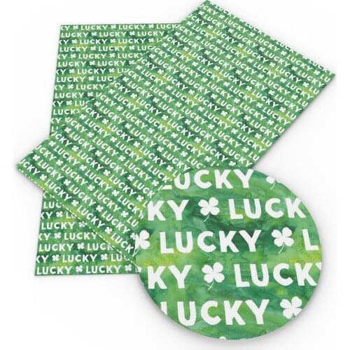 David angie 20*33cm St Patricks Printed Faux Leather Upholstery FabricMaking Earring Hairbows ,DIY handmade materials,1Yc9660