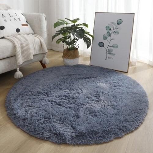 Artificial plush Rug Plush Round Carpets For Living Room Bedroom Floor Mats Anti-slip Mats For Baby Crawling Soft Rugs Foot Pad