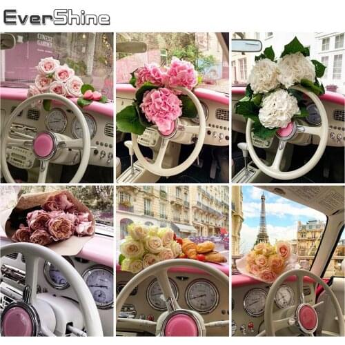 Evershine 5D DIY Diamond Painting Car Full Square Diamond Embroidery Flower Landscape Cross Stitch Rose Home Decoration