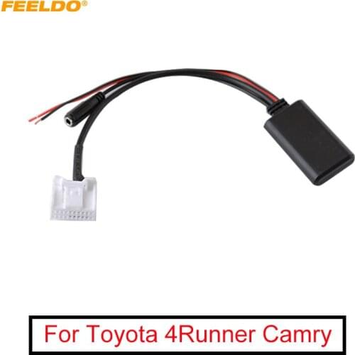 FEELDO 1PC Car Wireless Bluetooth Module Aux Audio Cable Music Adapter With Micphone For Toyota 4Runner Camry Rav4 AUX Cable