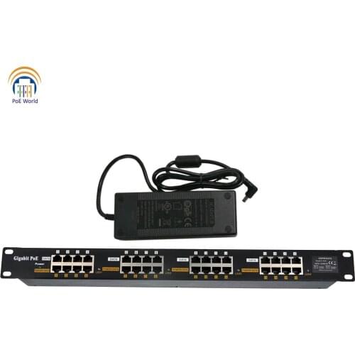 Gigabit Passive PoE 16 Port and 48v120w AC adapter Power over Ethernet Injector work with router device for CCTV IP Camera