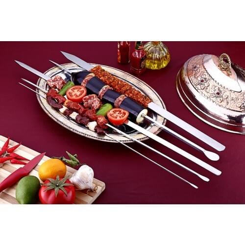 Gönen Steel Steel Skewers Stainless Steel Kebab Skewers 6 Pcs (Flat Chicken Tomato Skewers)