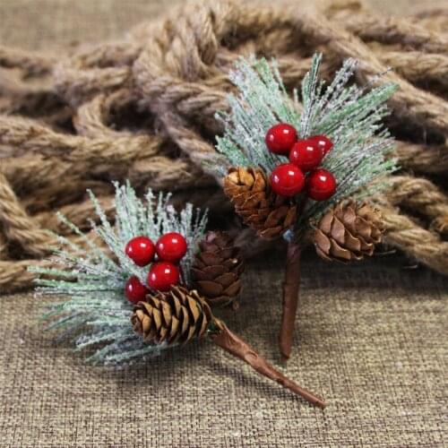 10PCS Pine Needles Mini Christmas Tree Gift Box Decoration Snow Pine Needles for Christmas Decorations Artificial Flower
