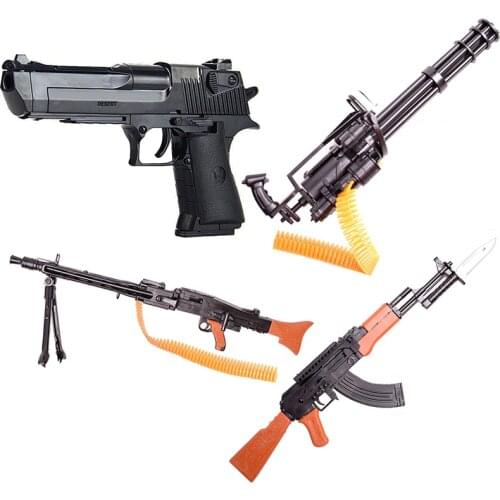 Simulation Gun Assemblage Building Block Model Toy Desert Eagle German Machine Gun Ak47 Gatlin Assembled Gun Model Toy For Kids