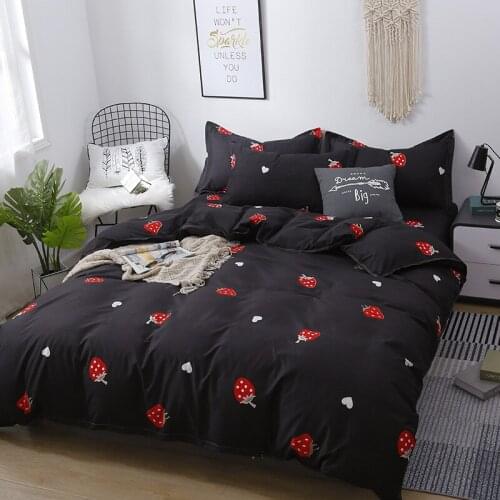 Fashion Flower Printing Bedding Sets Classic AB Side Duvet Cover+Flat Sheet+Pillow Cases 4pcs Home Textile Soft Cover Set