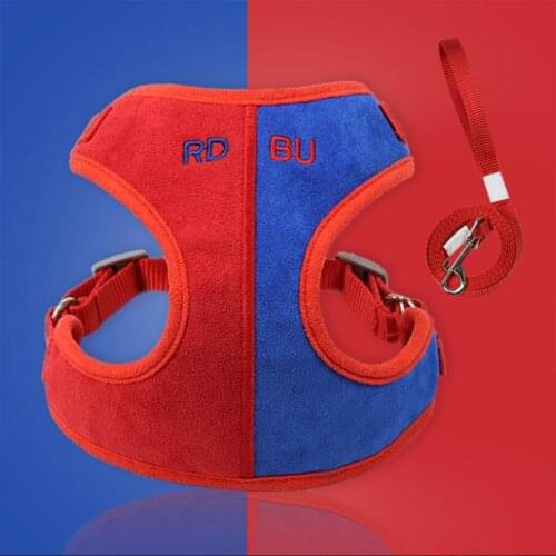 Fashion Two-Tone Pet Leash Harness Suede Fabric Vest Comfortable Breathable Harnesses For Small Dogs Cat Outdoor Pet Safety Rope