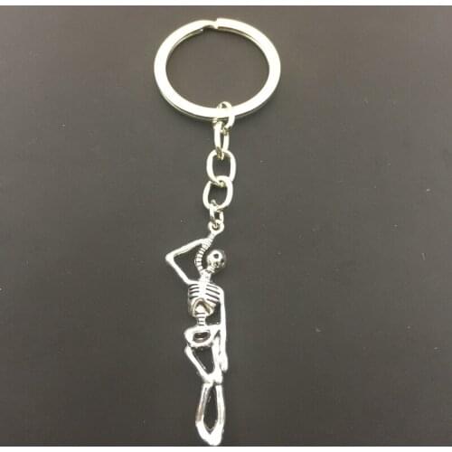 Fashionable Skull Man Halloween Pendant 30mm Keyring Chain Silver Mens Car Gift Souvenir Keychain Direct Sales