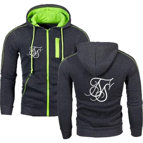 SikSilk 2021 New Mens Fashion Zipper Hoodie Spring Autumn High Quality Pure Color Long Sleeve Hooded Pullover Sweatshirt
