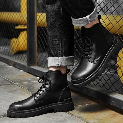 Mens shoes Martin boots mens high top 6 holes 7 holes 8 holes British leather tooling boots military boots winter plus velvet