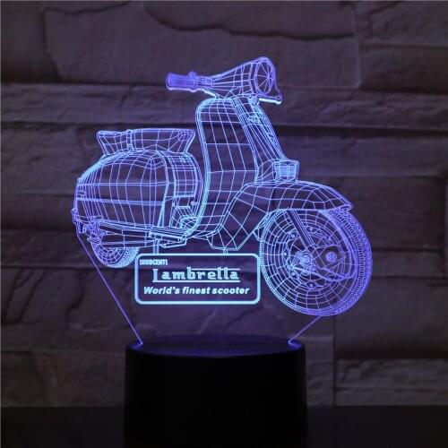 Motorcycle Scooter 3D LED Night Lights RGB 7 Colors USB Touch Remote Table Lamp Home Party Decor Kids Christmas Gift Lava 2334