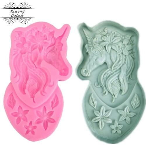 New DIY Unicorn head flower leaf shape silicone mold chocolate mold cake decorating tool