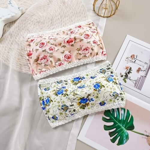 New Style Womens Cotton Underwear Sexy Flower Bra Girl Ice Comfort Wrapped Brassiere One Piece Seamless Bra Female Lingerie