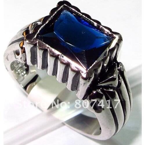 SHUNXUNZE Engagement Wedding rings for men and women gifts Office career dark blue Cubic Zirconia Rhodium Plated R135 size 6 7 8