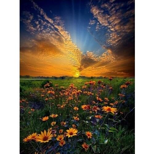 Scenery Sunset Diamond Embroidery Painting Daisy Mosaic Rhinestone Stickers Wall Decor New Arrival Puzzle Picture Diamond Dots