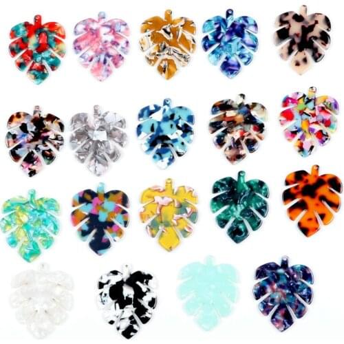 Tortoise Shell Earring Charms,Acetate Acrylic Beads,BIG Monstera Leaf Shaped ,Boho Jewelry,Earring Parts,Ohrringe finding-ACE216