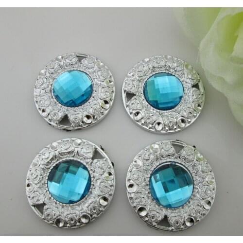 PB84 30mm)20pcs Pretty Turquoise Gem Resin Plastic Buckle Rhinestone Button Flatback For Sewing Costume Craft