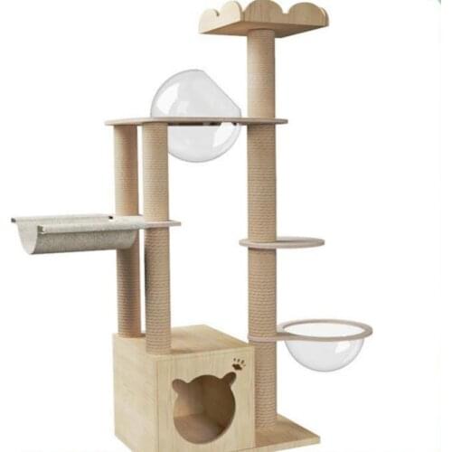 Cat Frame Solid Wood Cat Tree Large Cat Climbing Frame Space Cabin Cat Nest Cat Shelf Integrated Cat Villa