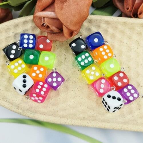 Mix Color 15mm Dice Resin Charms DIY Craft Bracelet Earring Jewelry Finding Handmade 10pcs