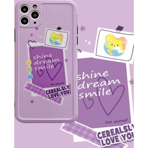 Retro letter stickers smile bear Phone Case For iPhone 11 Pro Max case Cute soft cover for iPhone XS XR X 7 8 Plus 7Plus SE Case