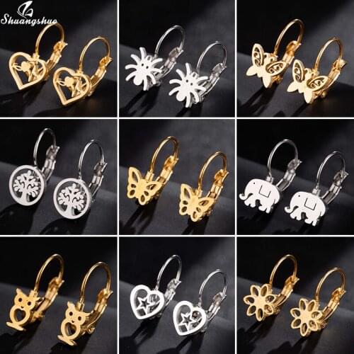 Shuangshuo Stainless Steel Stud Earrings Jewelry Butterfly Earings for Women Child Kids Charming Animal Earing Everyday Bijoux