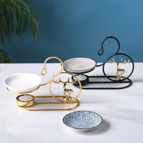 Modern Iron Essential Oil Burner Deer Candle Holder Evaporator Aromatherapy Oil Lamp Aroma Burner Aromatherapy Diffuser Gift