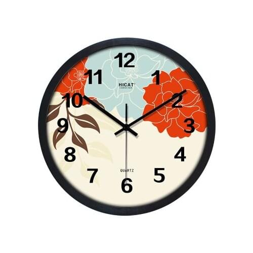 Modern Retro Flower Living Room Glass Mirror 12Inch Wall Clock Bedroom Restaurant Large Circular Clock Home Decoration For Gift
