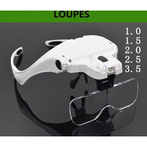 Dental 1Set Head Magnifying Glass Magnifier With 5 Lens And Led Lights For Reading Jewelry Watch repair