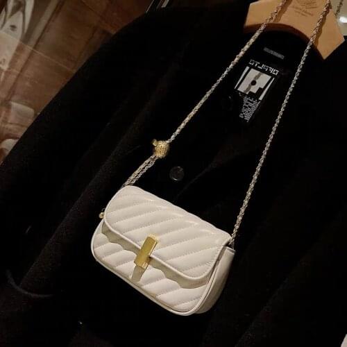 Shoulder Bag Female Crossbody Bag Women Backpack Handbag Women Bag Chain Fashion 2021 New PU Leather Simple Striped Solid Color