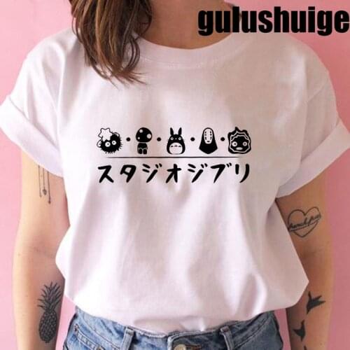 Totoro T Shirt Women Ullzang Sprited Away Tshirt Funny Manga T-shirt Studio Ghibli Anime Top Tee Female 90s Harajuku Kawaii Tee