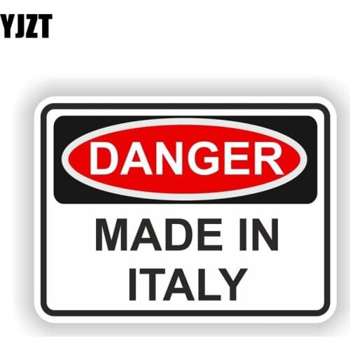 YJZT 14.6CM*10.6CM Car Styling MADE IN ITALY DANGER Warning Car Sticker Body Decal 6-1775