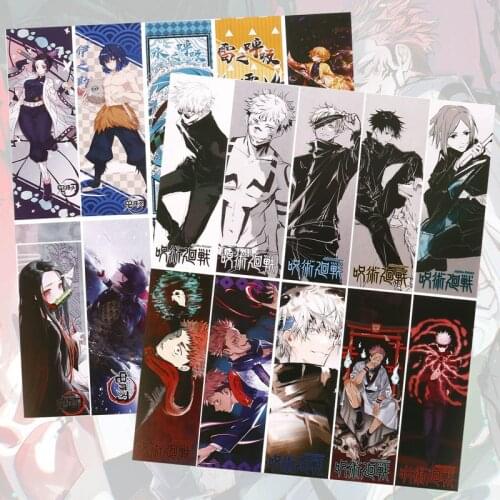10Pcs/Set Anime Demon Slayer Kimetsu no Yaiba Jujutsu Kaisen Animation Bookmarks Book Marks Holder Stationery Gift