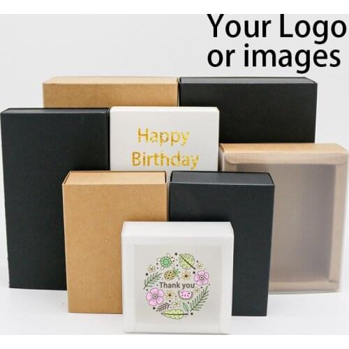 10PCS Customizable Kraft Paper Text Logo Bronzing Thank You Gift Box Packaging Candy Present Wedding Birthday Party For Sweets