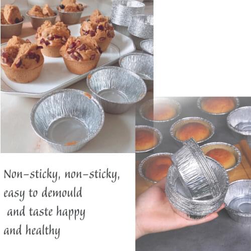 100Pcs Baking Mold Disposable Aluminum Foil Round Bowl Cupcakes BBQ DIY Steamed Egg Cooking Household Packaging Reusable
