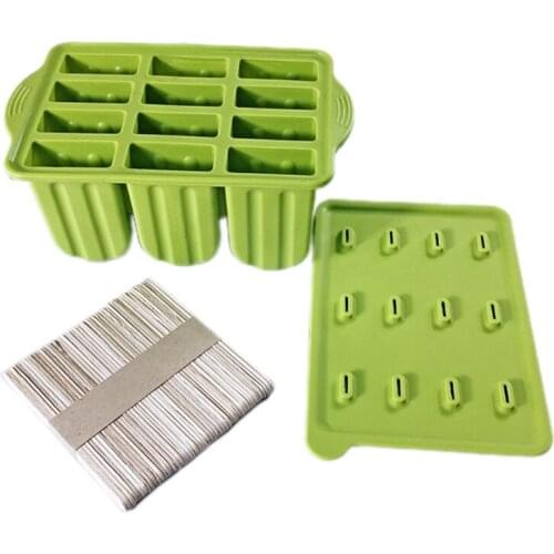 12 Grid Popsicle Mold Ice Cube Cool Freezing Tray Ice Cream Maker Yogurt DIY Mould Available Reusable Tool for Bar