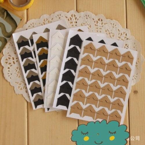 120pcs Photo Decoration Corner Stickers DIY Scrapbooking Kraft Paper Wedding 5patterns available