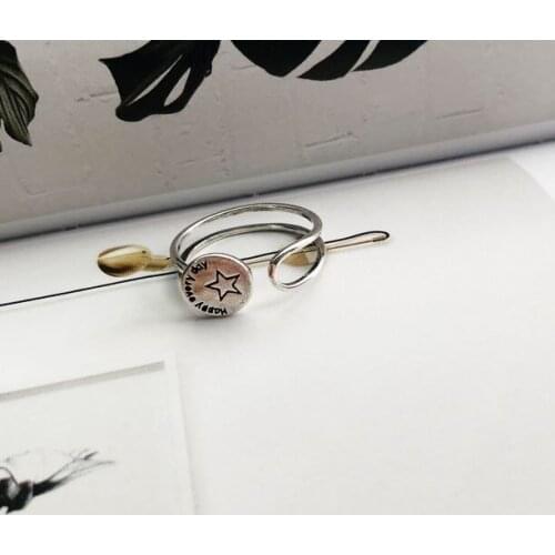 2020 New Ladies Thai Silver Ring Round Retro Thai Silver Hand Jewelry Opening Stars Do Old Ring Allied Express Anniversary