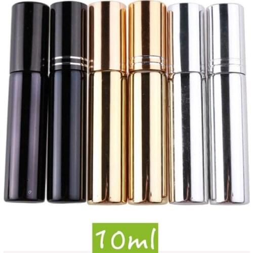 30pcs/lot 10ml Alumite Glass Refillable Perfume Bottle With Spray Empty Cosmetic Containers With Atomizer Portable Travel